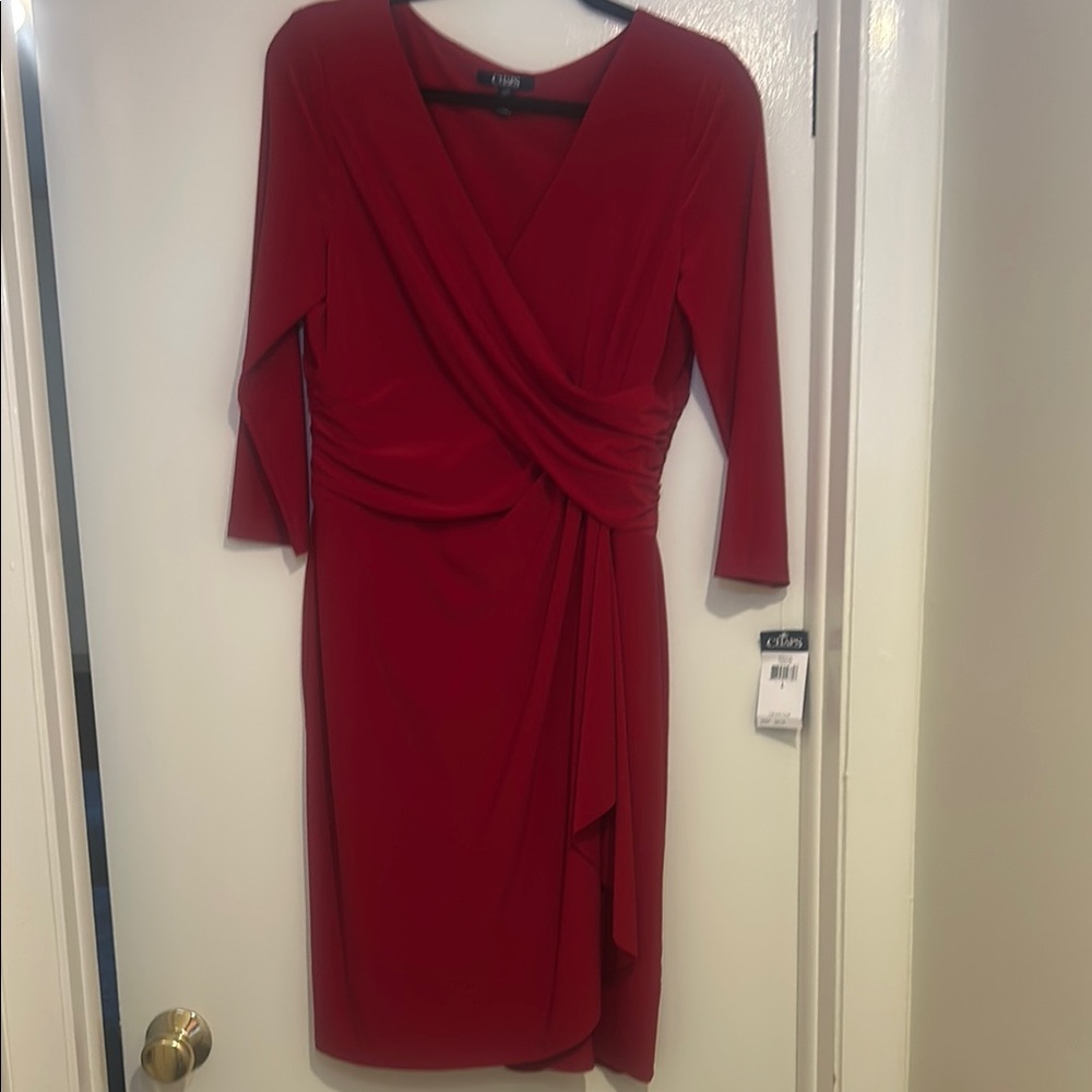 Chaps by Ralph Lauren Elegant Red Wrap Dress new.  Lg.